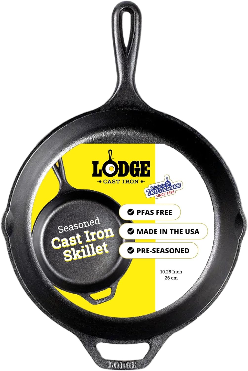 Lodge Pre-Seasoned Cast Iron Skillet, PFAS-Free, 10.25 Inches