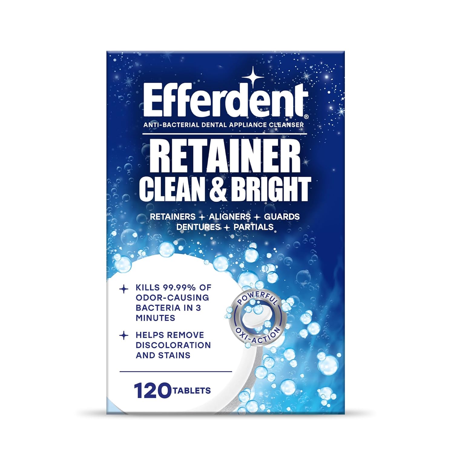 Efferdent Retainer Clean & Bright, Retainer Cleaner Tablets, 120 Count