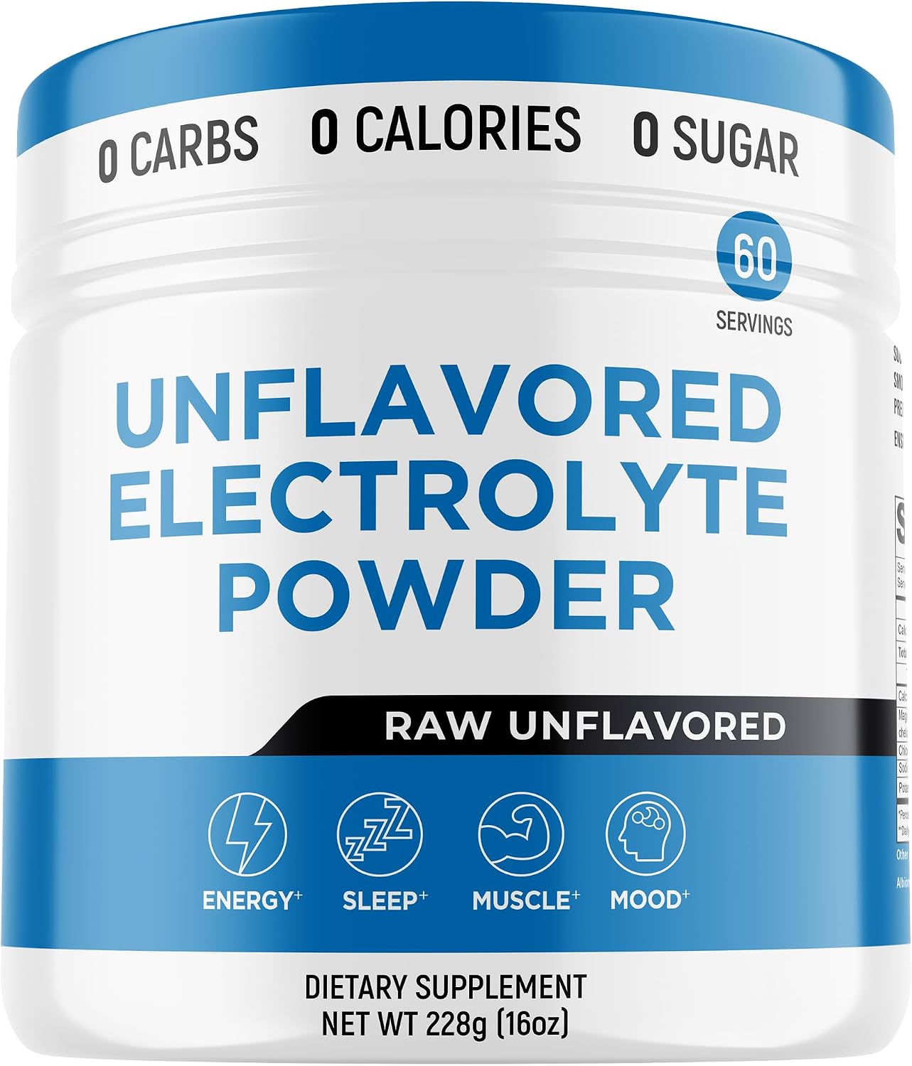 Keto Vitals Unflavored Electrolyte Powder - Sugar Free Electrolytes for Fasting, Keto & Hydration - No Sugar, No Flavor - Flavorless Electrolytes Powder Tub - 60 Servings