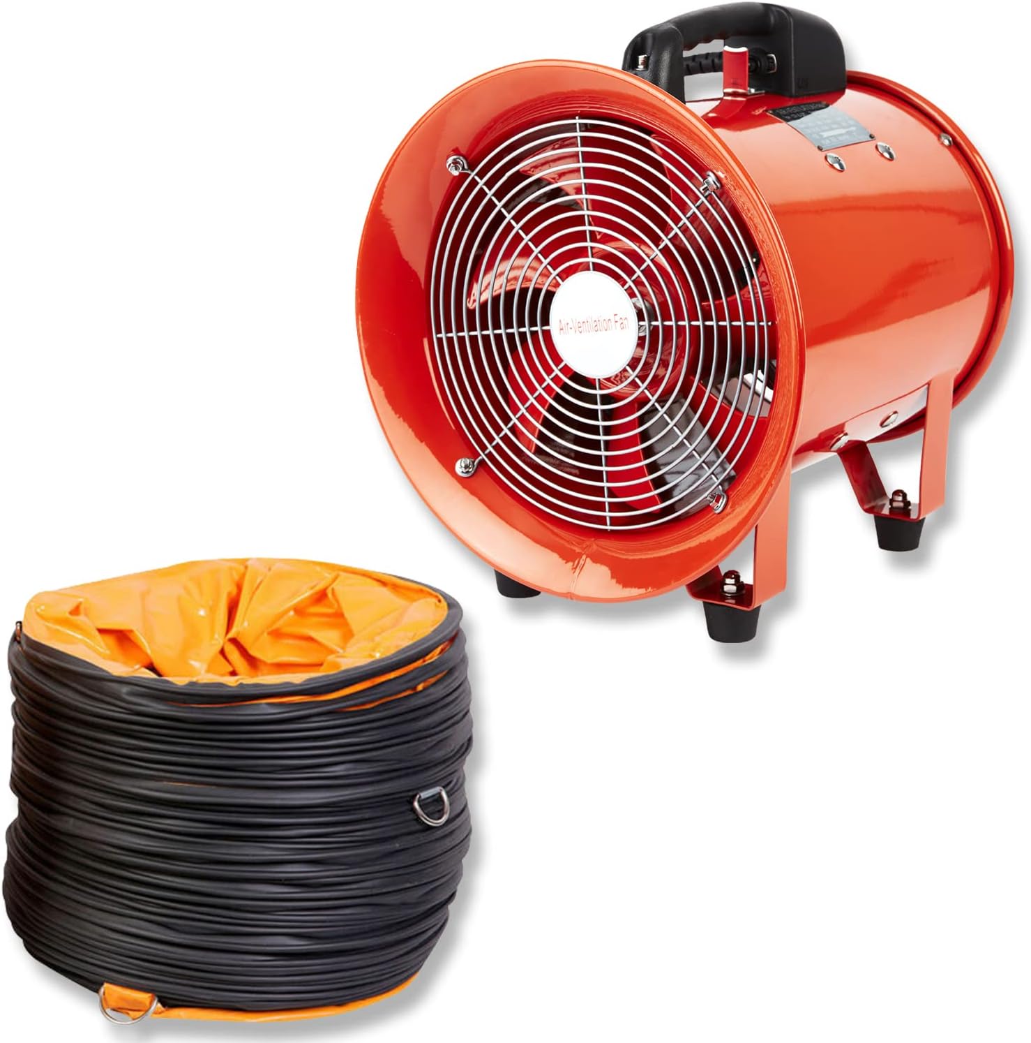 Portable Axial Ventilation Commercial Fume Extractor Blower Fan comes with Free PVC Flexible Duct Hose 5m long & one year Guarantee (8" Inches Fan with Duct)