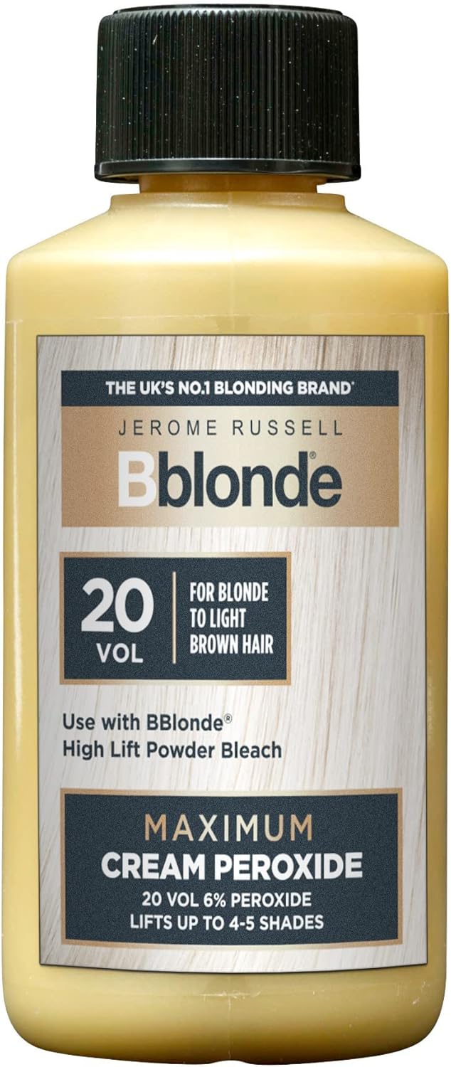 Jerome Russell Bblonde Maximum Lift Cream Peroxide 20 Vol - Permanent Blonde Hair Dye for Blonde to Light Brown Hair Colour & Bleach with 6% Peroxide & Avocado Oil, Lifts 4-5 Shades, 75ml