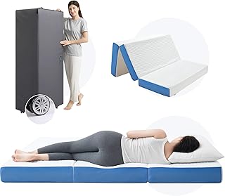 6 Inch Queen Foldable Mattress,Gel Infused Memory Foam Trifold Mattress with Carry Bag, Washable Cover,Floor Mattress for Guest, RV Mattress,Portable(80“x 60“x 6“)