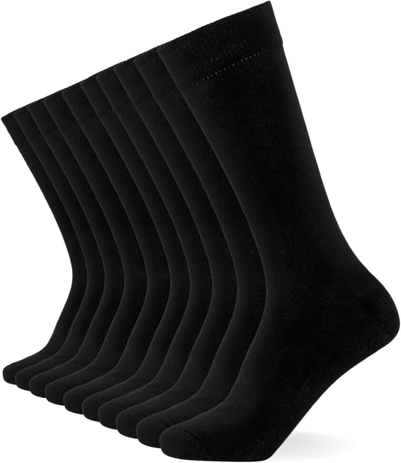 FM London 10-Pack Plain Mens Socks - Comfortable Charcoal, Navy & Black Socks for Men - Smart Dress Look - Suitable for Work and Casual Wear - Cotton Rich, Breathable, Stain Resistant and Durable