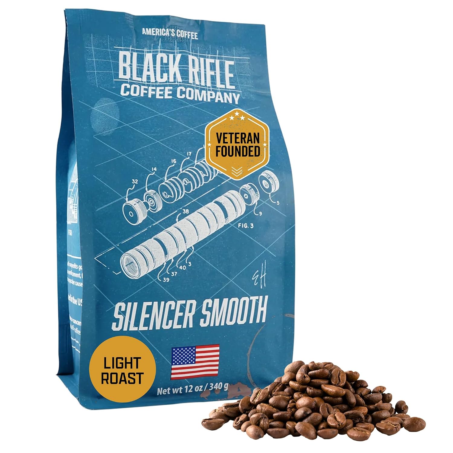 Black Rifle Coffee Light Roast Whole Bean Coffee Silencer Smooth 12 oz