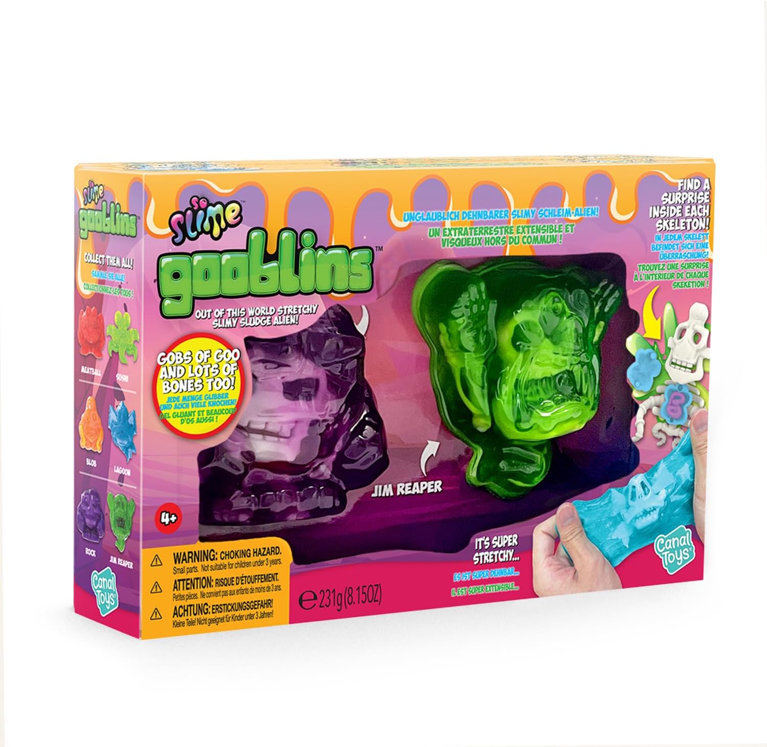Gooblins 2 Pack, Stretch and squeeze the slime & build your skeleton from the bones!