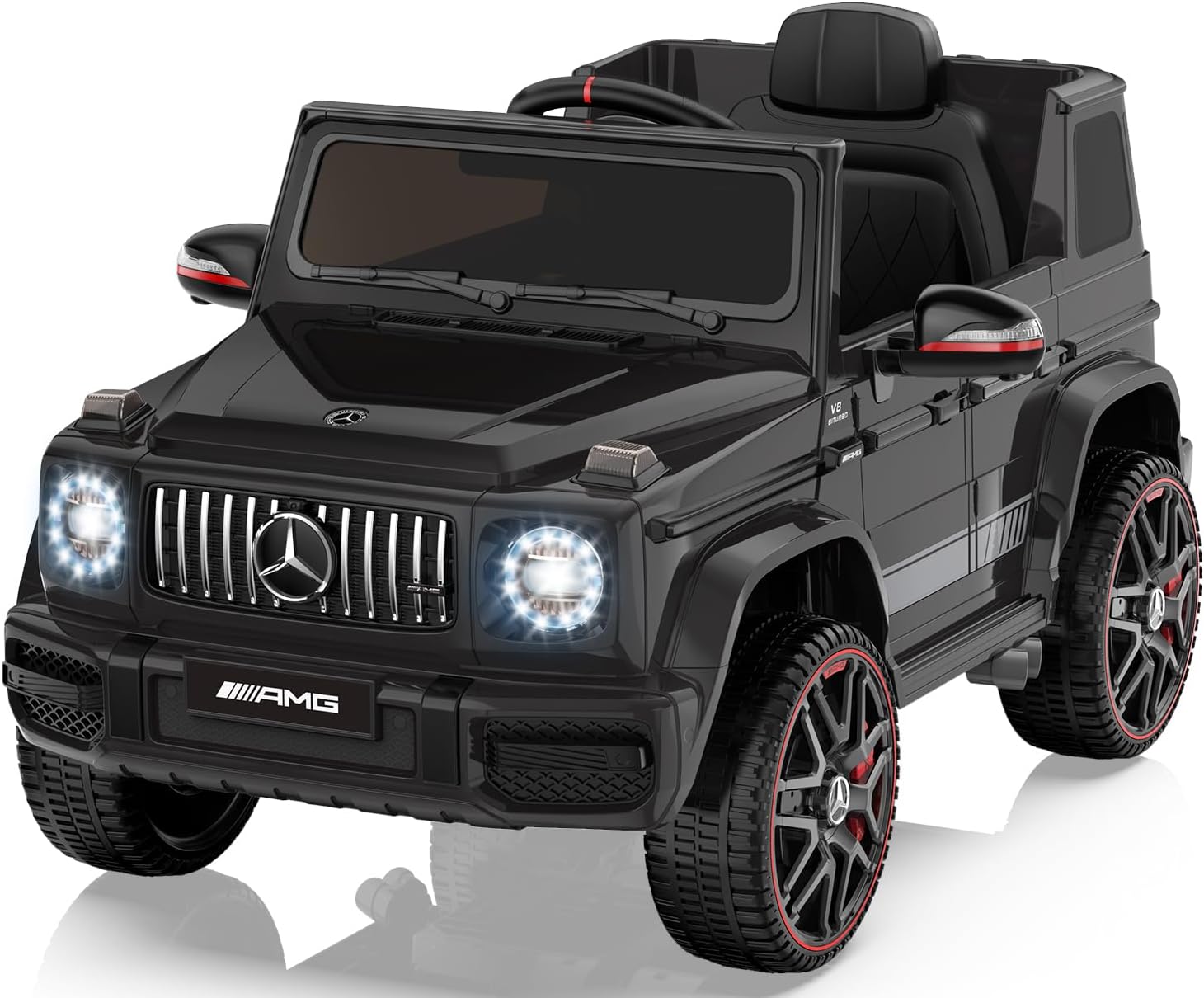 ANPABO 12V Ride on Car for Kids, Ride on Toys for Toddlers w/Parent Remote Control, LED Headlights, Music Player & Horn, Soft Start, Low Battery Prompt, Kids Electric Vehicle, Black