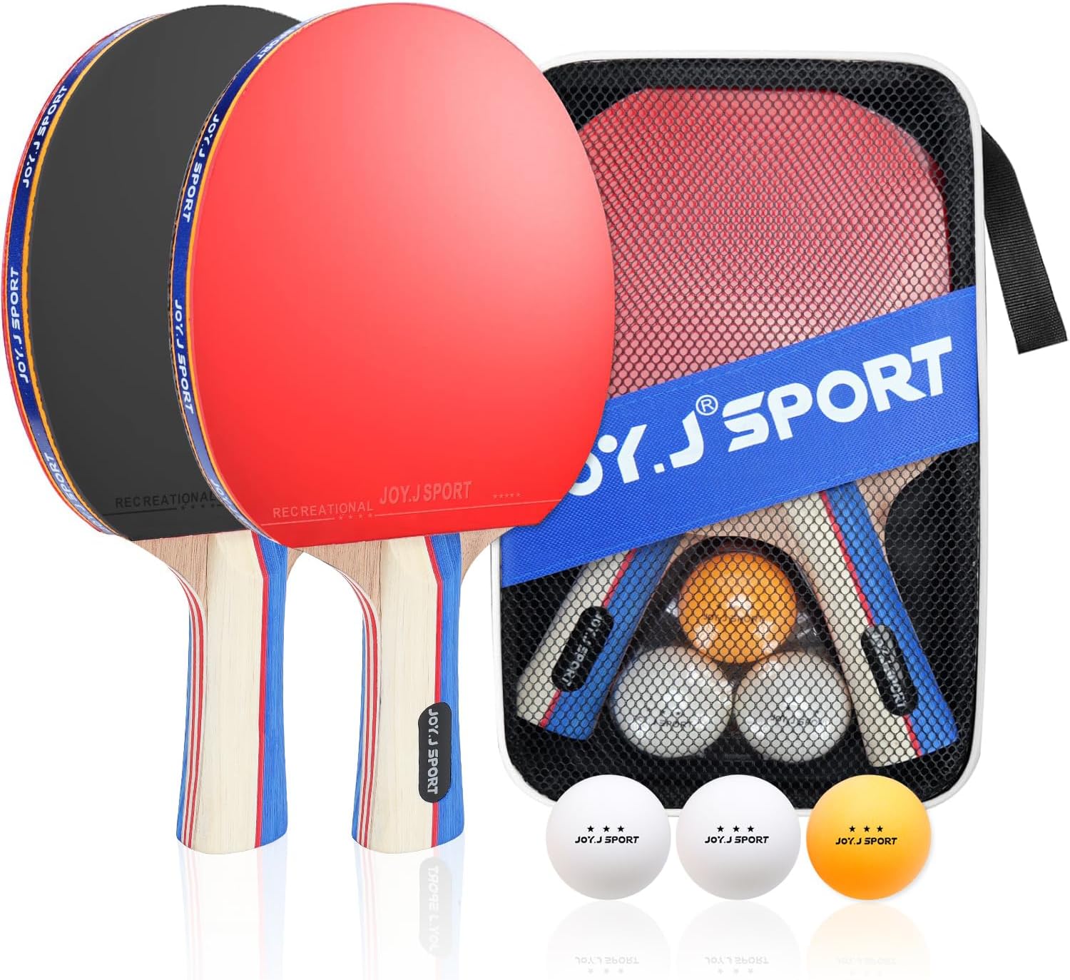 Table Tennis Bats and Balls Set, Portable Table Tennis Paddles with Balls, Professional Ping Pong Set for 2 or 4 Players with Portable Bag
