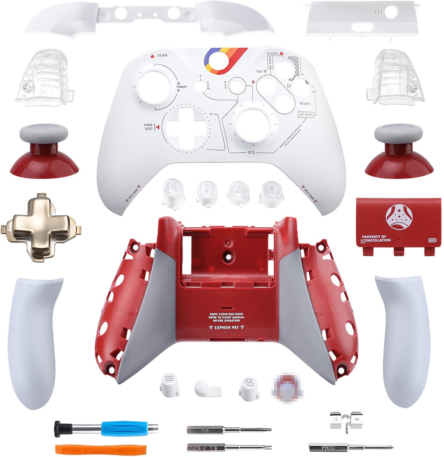 VANPARK Housing Shell Set Replacement, Front Case Cover Backplate Only Compatible with Xbox One S/X Controller(Model 1708)(Controller is NOT Included)