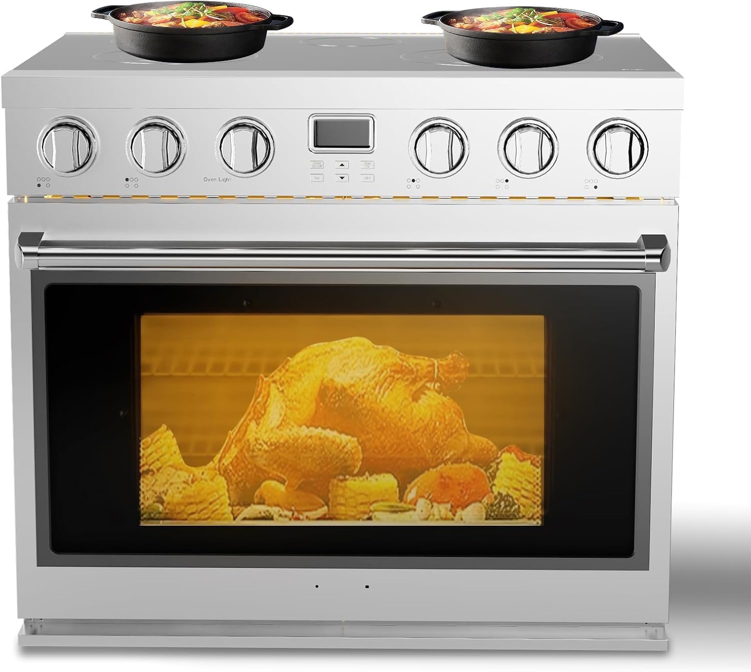 36 Inch Electric Range with 5 Heating Elements Convection Oven 6 Cu. Ft. Capacity, Freestanding Induction, 6 Cooking Modes Professional Electric Range Oven, Stainless Steel for Family Kitchen Cooking