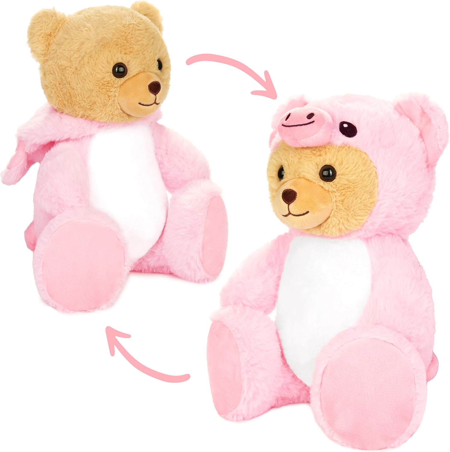 BRUBIES Teddy Pig - 10 inches (25 cm) Teddy Bear in Pig Costume with Hood - Cuddly Toy for Cosy Adventures - Cuddly Toy Gift for Children