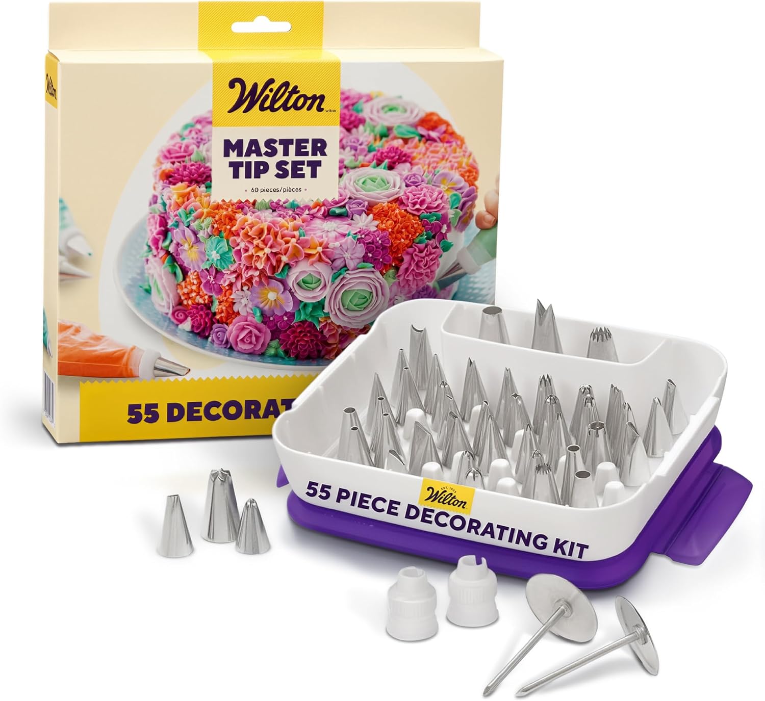 Wilton Master Cake Decorating Piping Tips Set, 55-Piece with Case