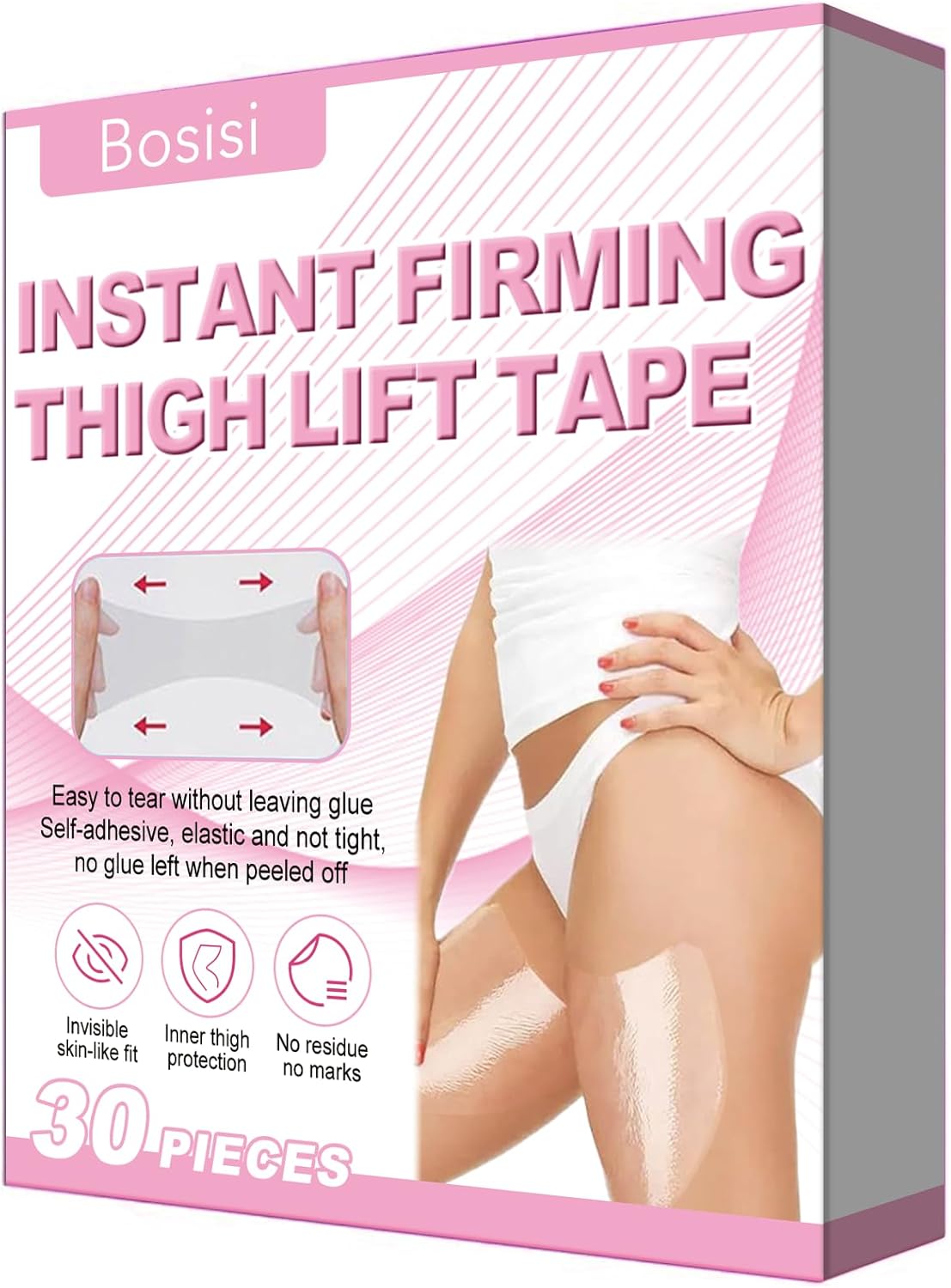 Bosisi Thigh Lift Tape,Leg Antifrlc Tion Stickers, 2025 New Transparent Anti-Friction Patch,Thigh Lift Tape Transparent,Anti-Chafing Skin liftingand Firming, reducingthigh Friction