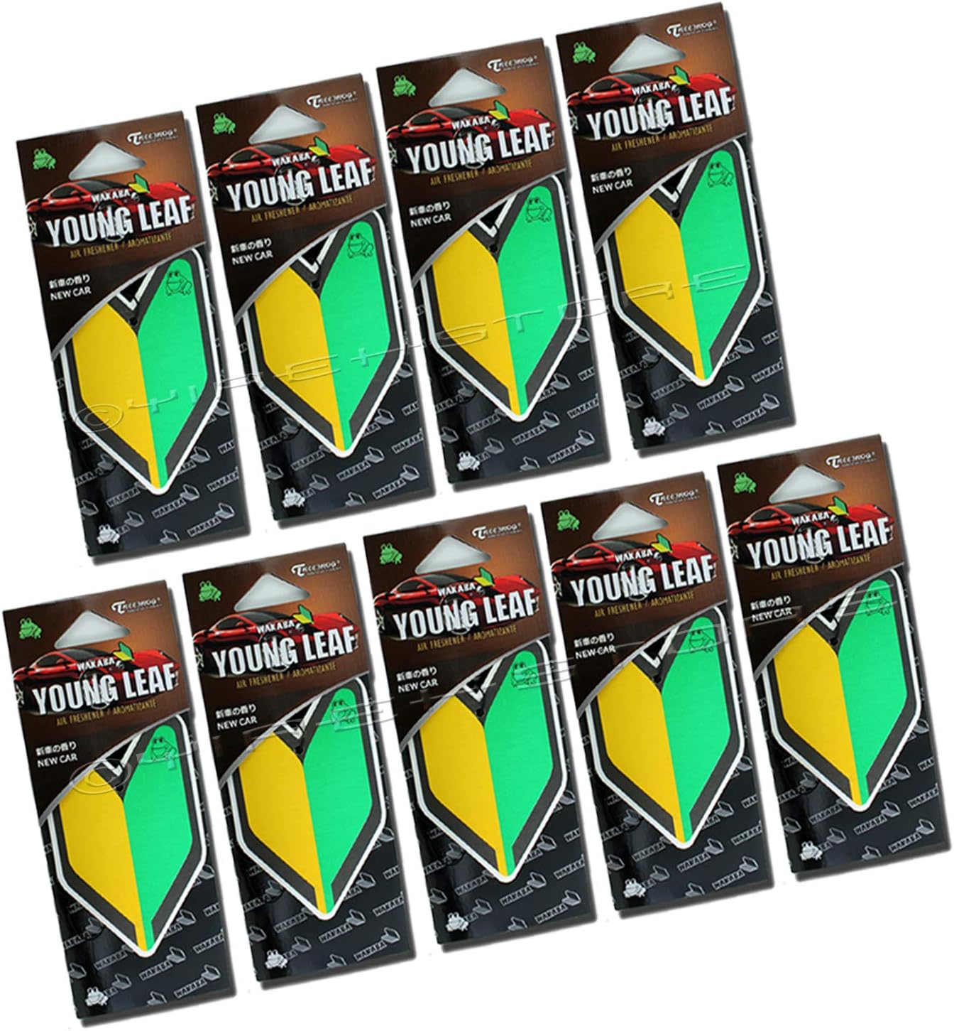 Treefrog Wakaba Young Leaf Wakaba New-Car Scent 9 Packs, Premium Quality Paper Based air freshener JDM Product, Shoshinsha Mark