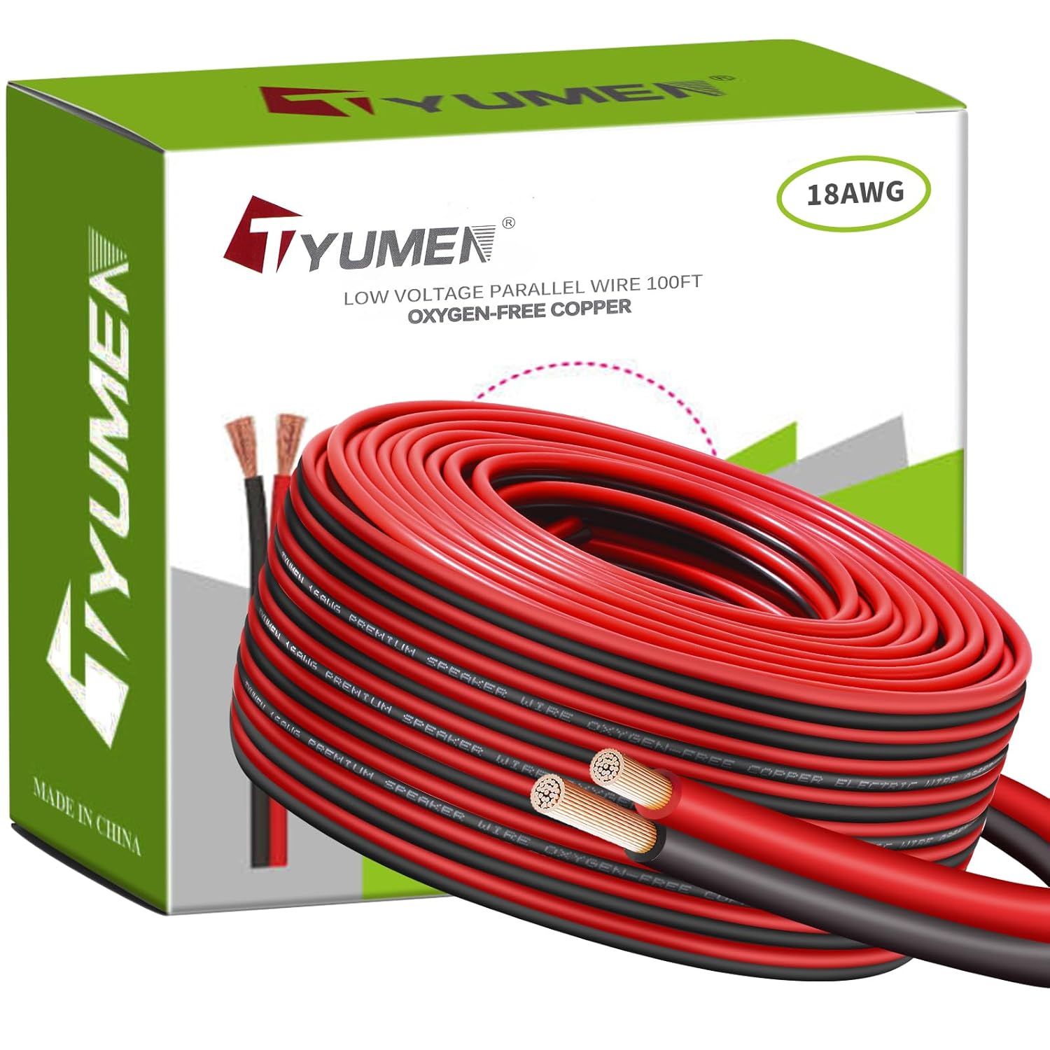 18 Gauge Wire 100 Feet, 18/2 AWG Red Black Low Voltage Pure Copper Wire, 18AWG 2 Conductors Stranded Automotive Cable for Led Lights, in-Home, Autos, Schools use