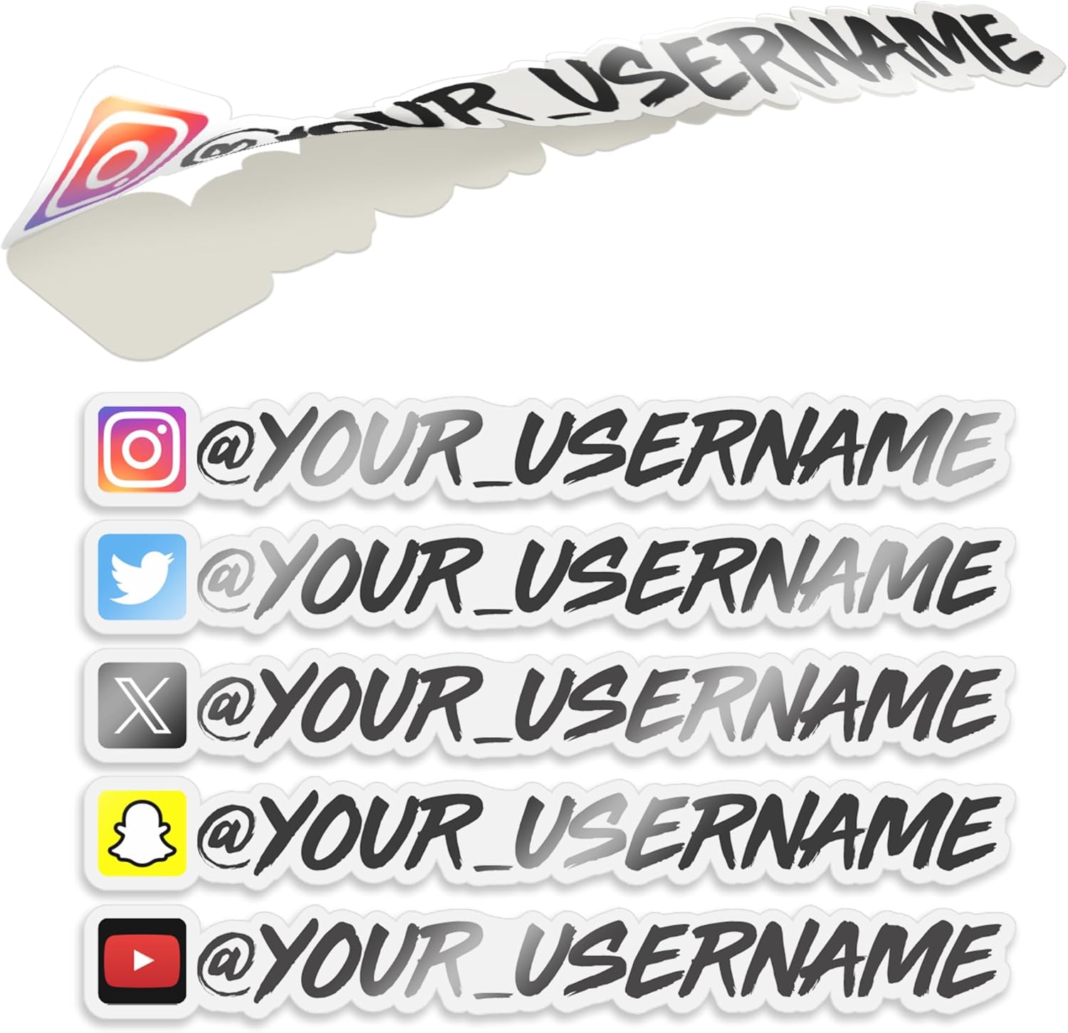 VulgrCo Custom Social Media Stickers Compatible with Instagram, Facebook and YouTube, Personalised Handles and Logos, Custom Car Sticker for Social Media, Car Decals