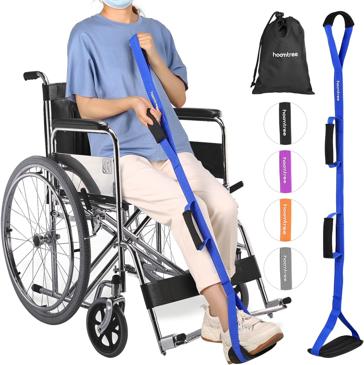 39 Inch Long Leg Lifter Strap with Padded Handgrips and Foot Loop,Rigid Leg Lifter Hip&Knee Replacement Surgery Recovery Kit,Mobility Aids Tool Foot Lifter Easily Get in and Out of Bed,Car,Wheelchair