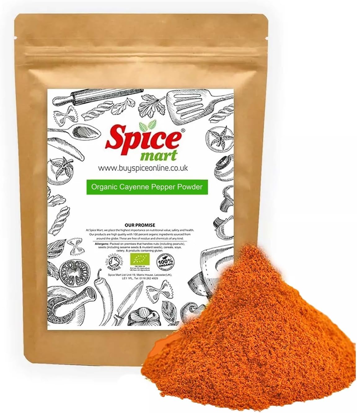 Organic Cayenne Pepper Powder Premium Quality Free P&P Certified by Soil Association (50g)