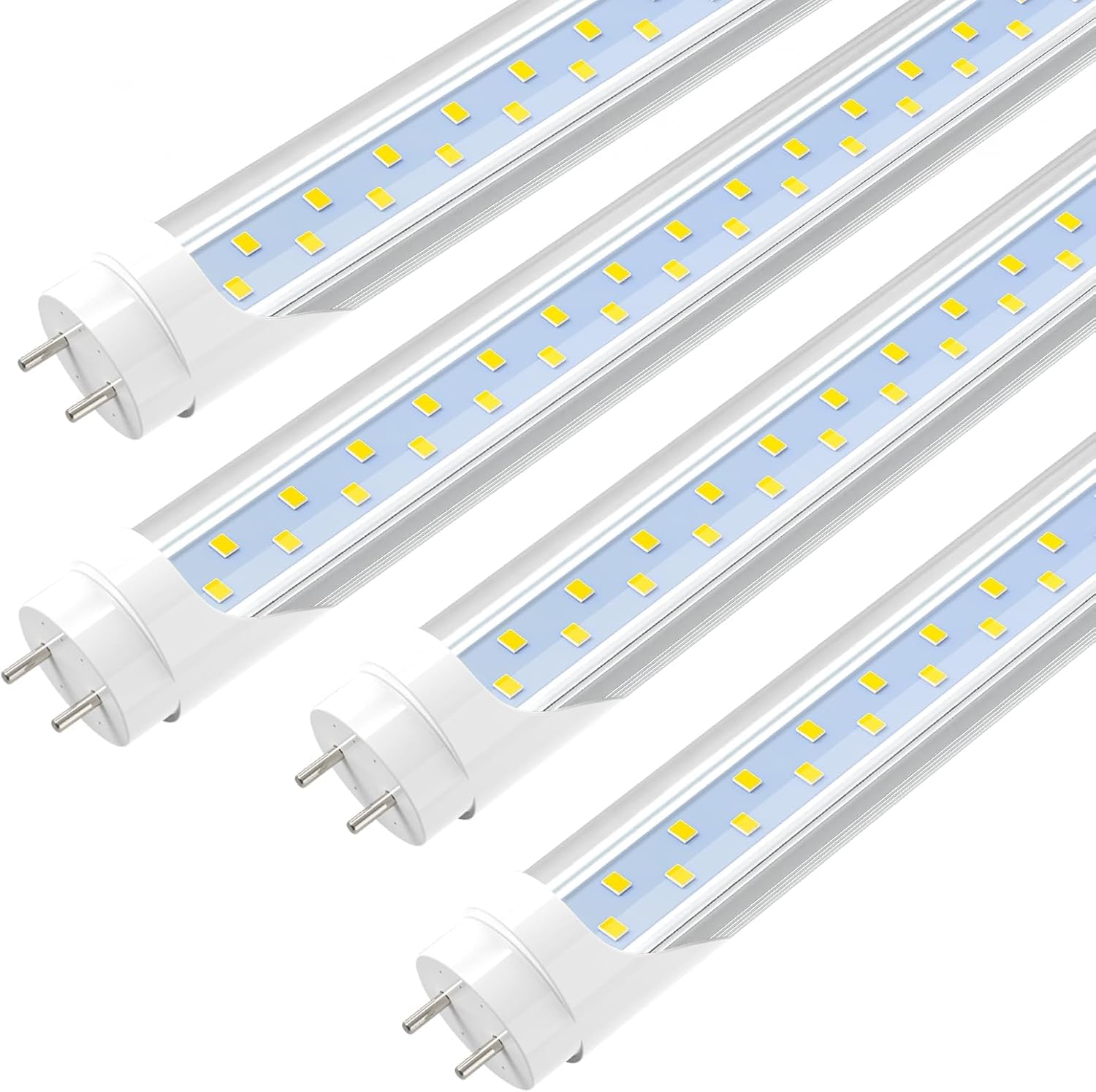 JESLED 4FT LED T8 Type A+B Tube Lights, 24W(65W Equivalent), 3200LM, 6000K | Single or Double End Powered, Plug and Play or Ballast Bypass, 4 Foot T10 T12 Fluorescent Bulbs Replacement, Clear(4-Pack)