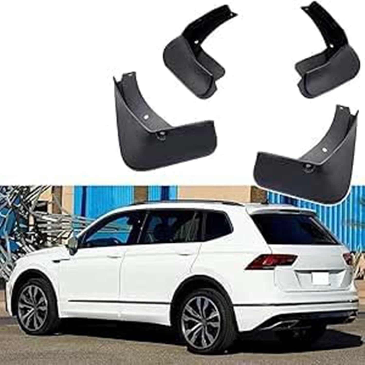 HHCVN 4 Pcs Car Mud Flaps for VW Tiguan II Allspace 2016-2020, Splashproof Waterproof Front Rear Rubber Mudguards Car Accessories