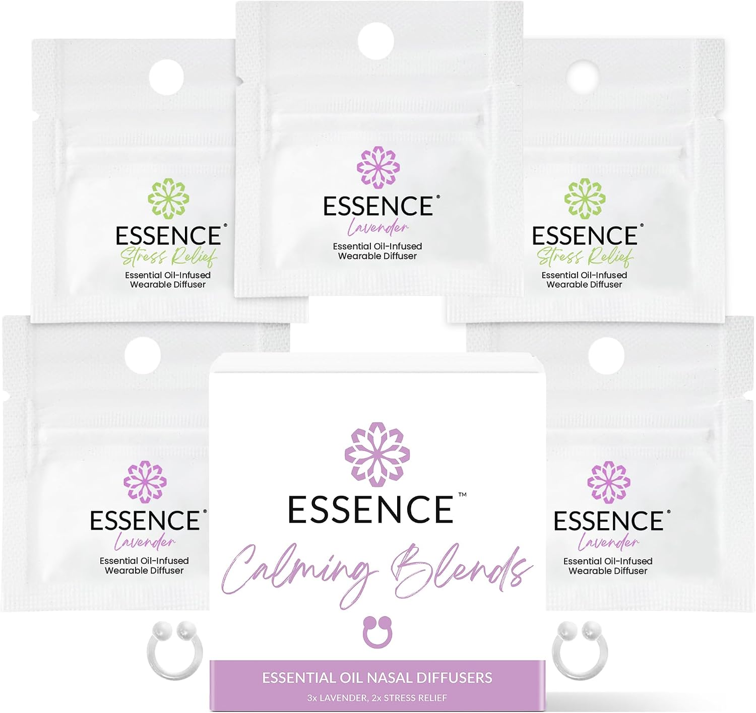 Essence Nasal Diffuser Nose Ring Bundle, Aromatherapy, Calming