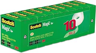 Scotch 810P10K Magic Tape, Refill Value Pk, 3/4-Inch x1000-Inch , 1-Inch Core, 10/PK
