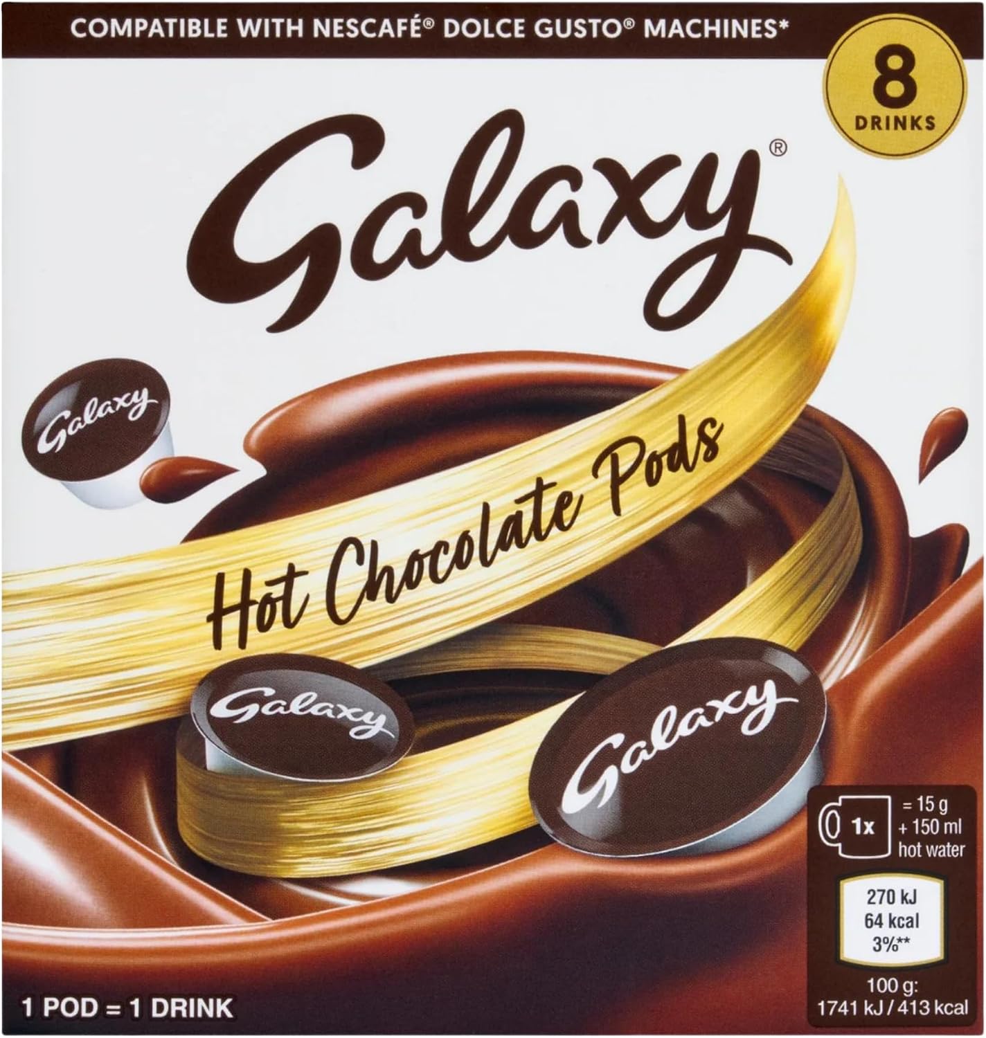 Dolce Gusto Compatible Hot Chocolate Pods - Galaxy Classic 120g (15gx8)