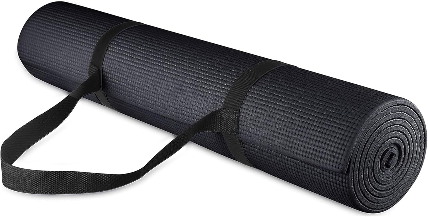 All Purpose 1/4-Inch High Density Anti-Tear Exercise Yoga Mat with Carrying Strap, Multiple Colors