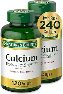 Nature's Bounty Calcium Plus 1000 IU Vitamin D3, Immune Support & Bone Health, Softgels, 120 Ct (2-Pack)