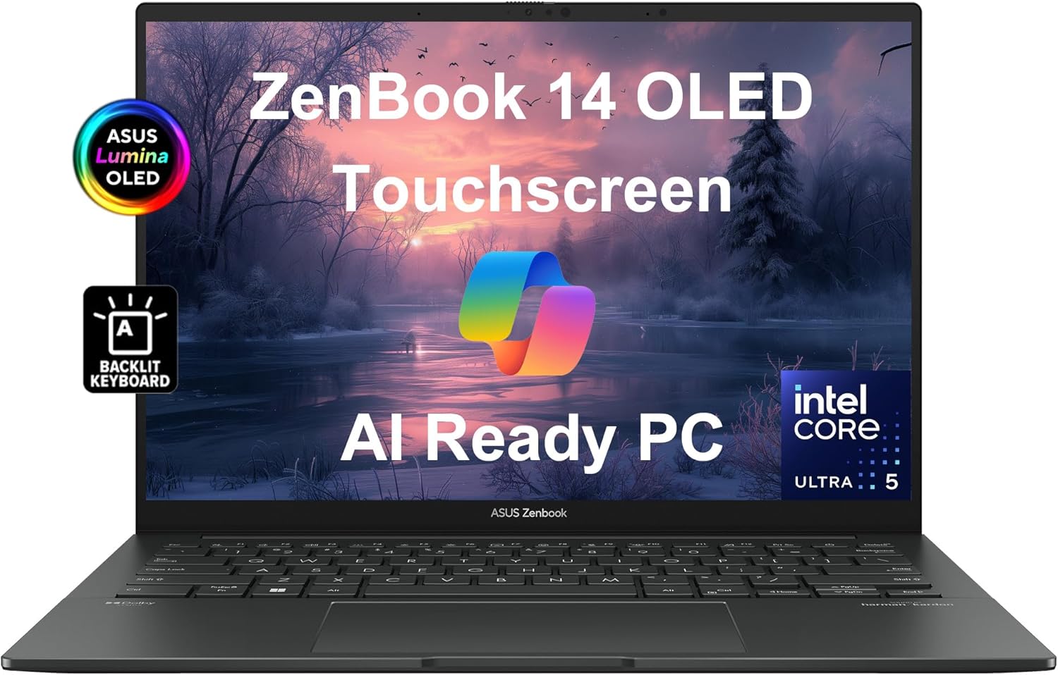 ASUS ZenBook 14 OLED Q415 Business Laptop (14" FHD+ Touchscreen, Intel 14-Core Ultra 5 125H (> i7-1360P), 8GB DDR5 RAM, 512GB SSD) AI PC, 15-Hr Long Battery Life, FHD Webcam, Win 11 Home w/AI Copilot