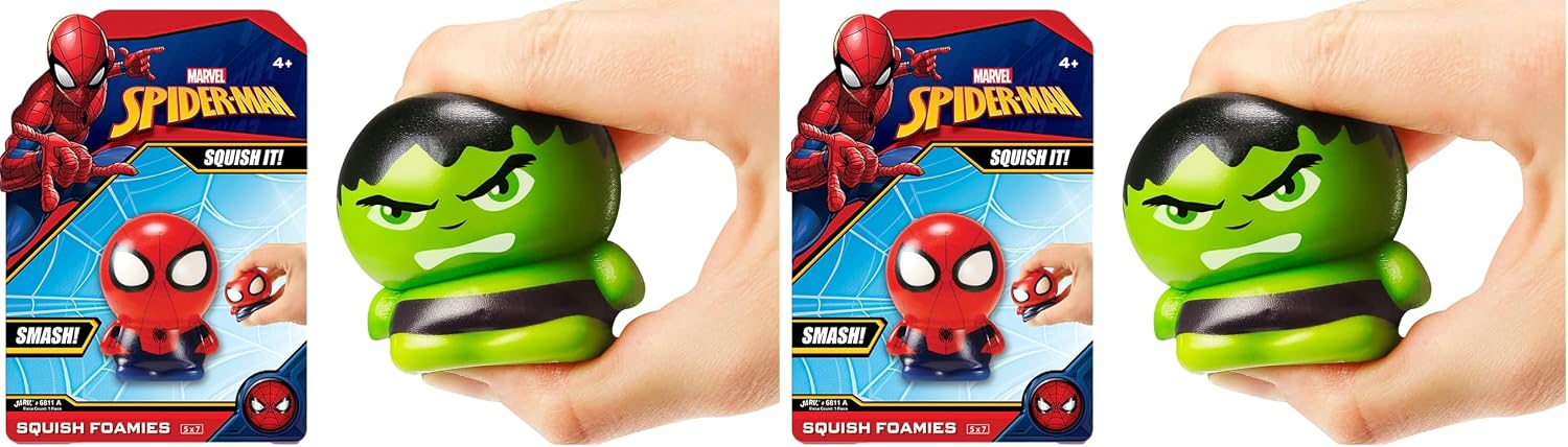 JA-RU Marvel Avengers & Spiderman Squishy Foam Ball (2-Pack) Slow Rising Squishy Toys for Kids | Superhero Stress Balls & Anger Management Toys | Teacher Treasure Box Prizes. ABC-6811-1
