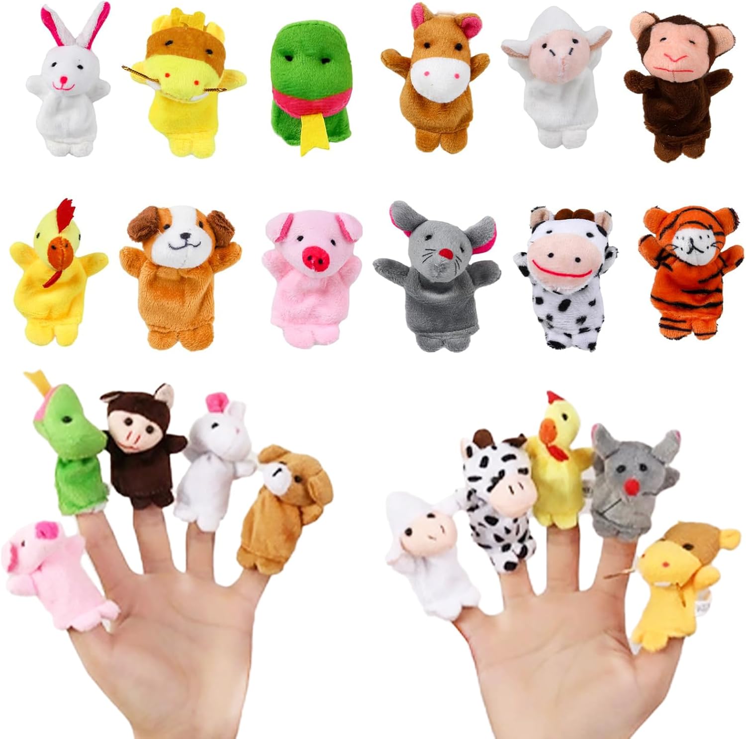 Finger Puppets for Toddlers – 12PCS Soft Plush Animal Finger Puppets Set, Educational Storytelling Props for Babies & Kids, Nursery Rhyme Toys, Cute Party Favours & Interactive Gifts