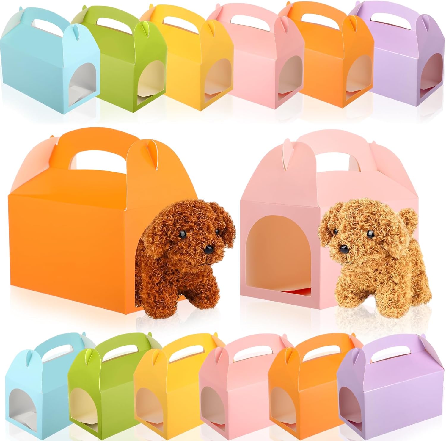 Affrolling 30 Pcs Colorful Adopt a Pet Party Boxes Dog Cat Kitten Party Favors Boxes Pet Gift Bulk Candy Goodie Cases Decorations for Birthday Puppy Adoption Party Supplies