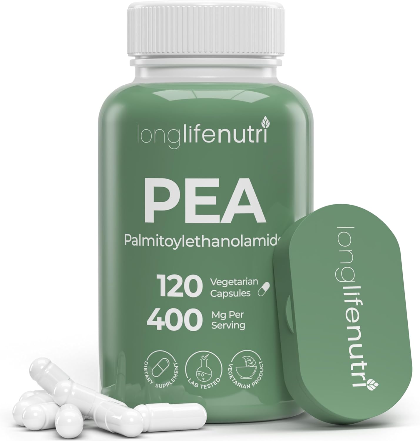 Palmitoylethanolamide (Micronized Pea) 400mg - 120 Vegetarian Capsules, Organic Supplement for Discomfort Management, 4-Month Supply, Lab Tested, Made in USA