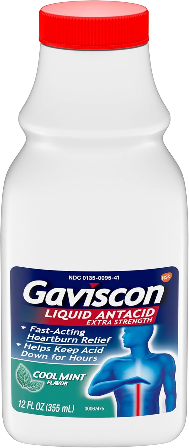 Gaviscon Extra Strength Cool Mint Liquid Antacid For Fast-Acting Heartburn Relief, 12 Ounces