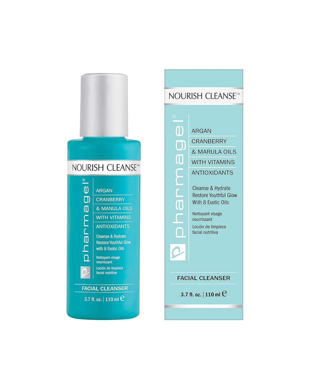 Pharmagel Nourish Cleanse Hydrating Facial Cleanser | Face Cleanser & Makeup Remover | Natural Face Wash for All Skin Types – 3.7 oz