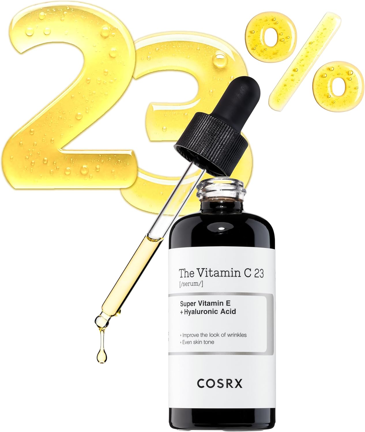 COSRX Pure Vitamin C 23% Serum with Vitamin E & Hyaluronic Acid, Brightening & Hydrating Facial Serum for Fine Lines, Uneven Skin Tone & Dull Skin, Korean Skincare, 0.7oz/20g
