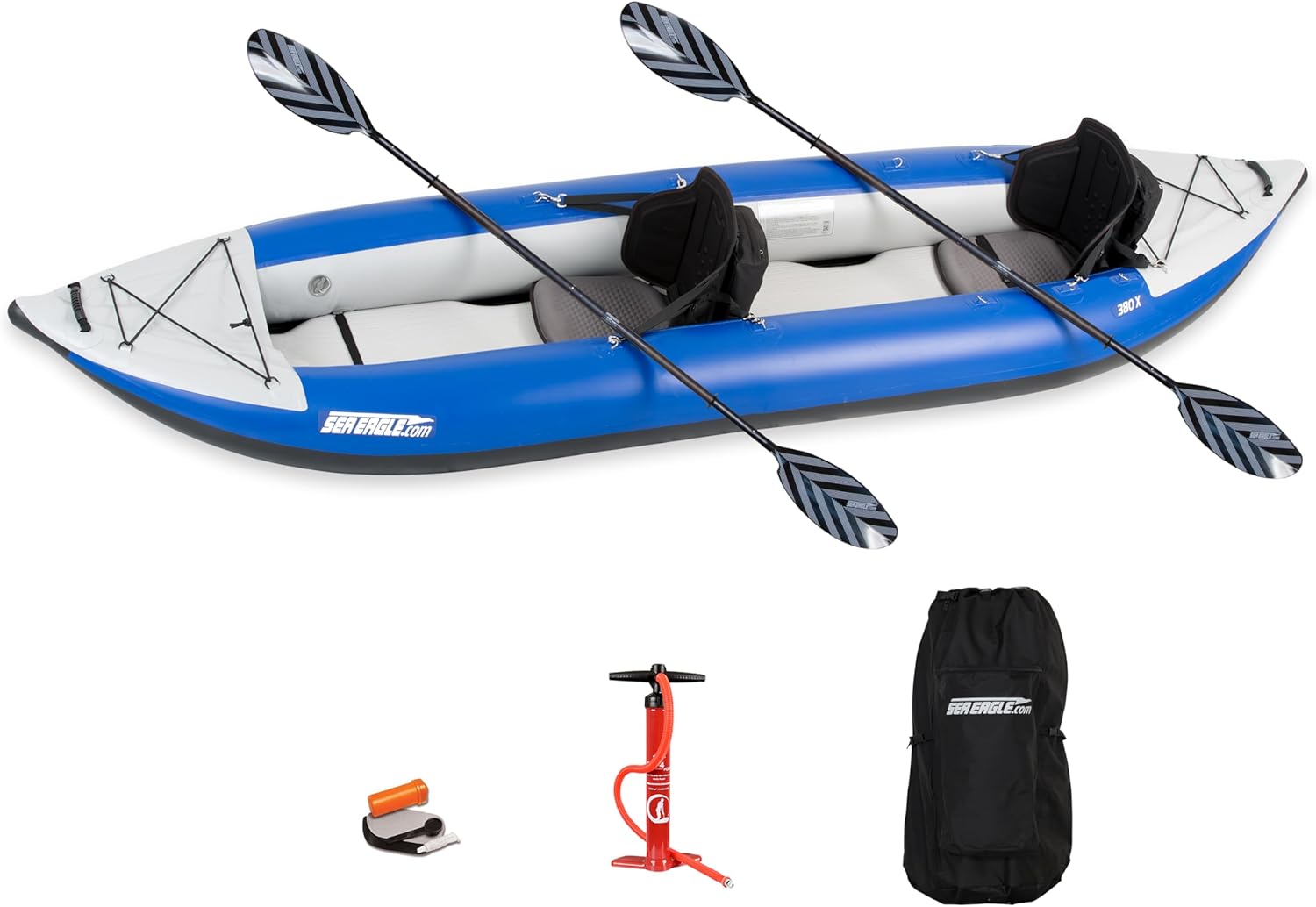 Sea Eagle 380X 12'6" Explorer Inflatable Kayak- Fishing, Touring, Camping, Exploring &White Watering-Self Bailing, Removable Skeg, Drop Stitch Floor