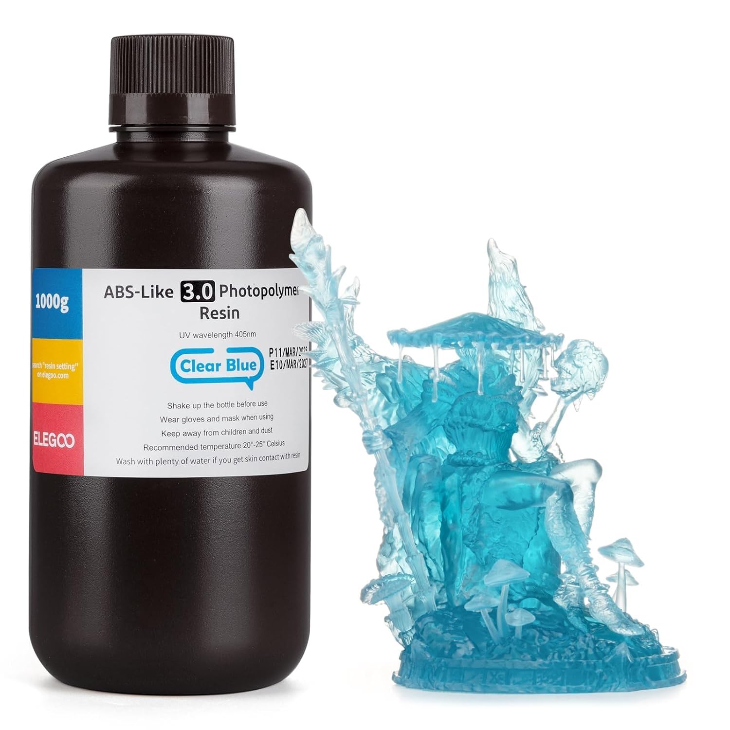 ELEGOO ABS-Like 3.0 3D Printer Resin Clear Blue 1000g