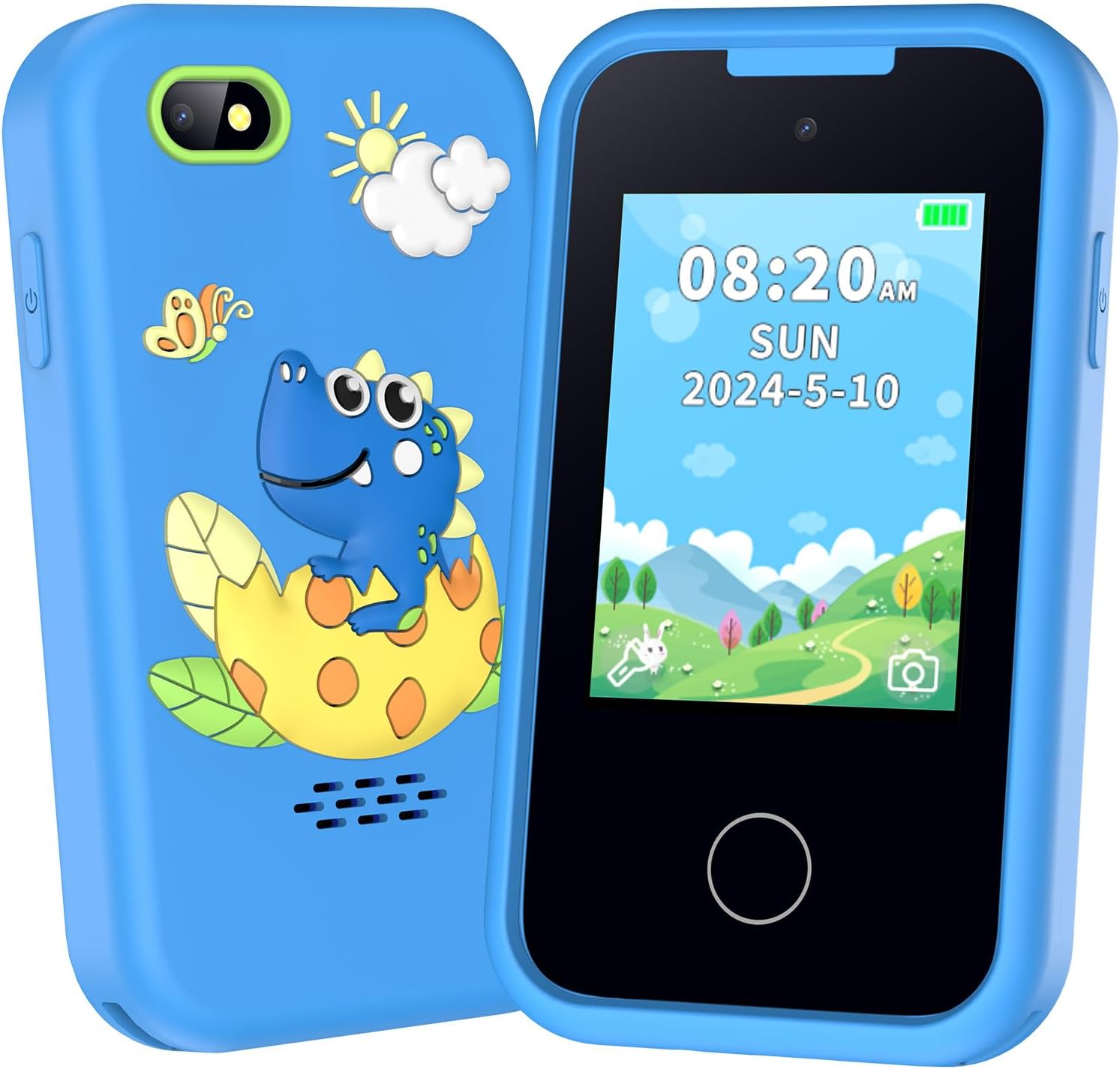 Nikuku Kids Smart Phone Dinosaur Toy, Blue, Ages 3-8, Pretend Phone, Smartphone Form Factor, Electronic Learning Toy