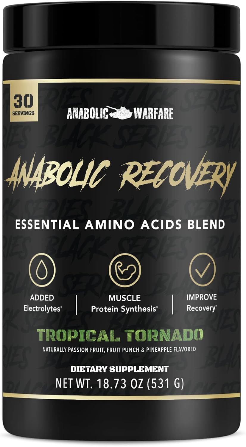 Anabolic Warfare Anabolic Recovery Essential Amino Acid Blend - Post-Workout Recovery & Premium Hydration to Build Muscle (Tropical Tornado, 30 Servings)