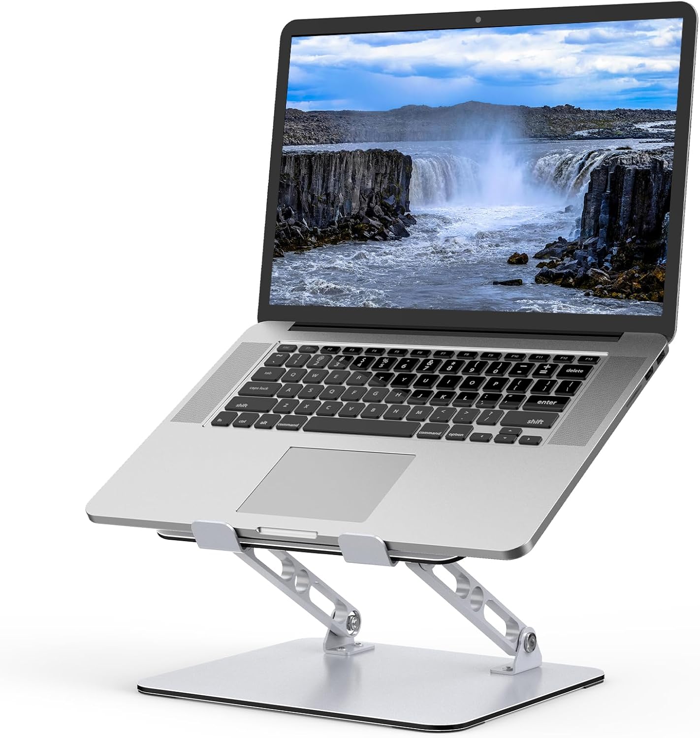 Laptop Stand for Desk, Adjustable Laptop Riser, Metal Laptop Holder Foldable Computer Stand Portable Laptop Mount, Ventilated Cooling Notebook Stand Compatible with 10-15.6” Laptops