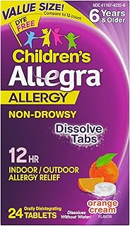 Allegra Children's 12HR Orange Cream Tablets, 24 Count, Non-Drowsy Antihistamine for Kids