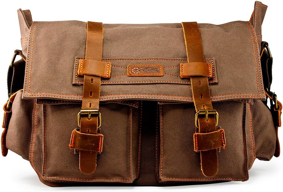Messenger Bag for Laptop Vintage Canvas Leather Crossbody Satchel Shoulder Computer Bag Travel Office Messenger Bag