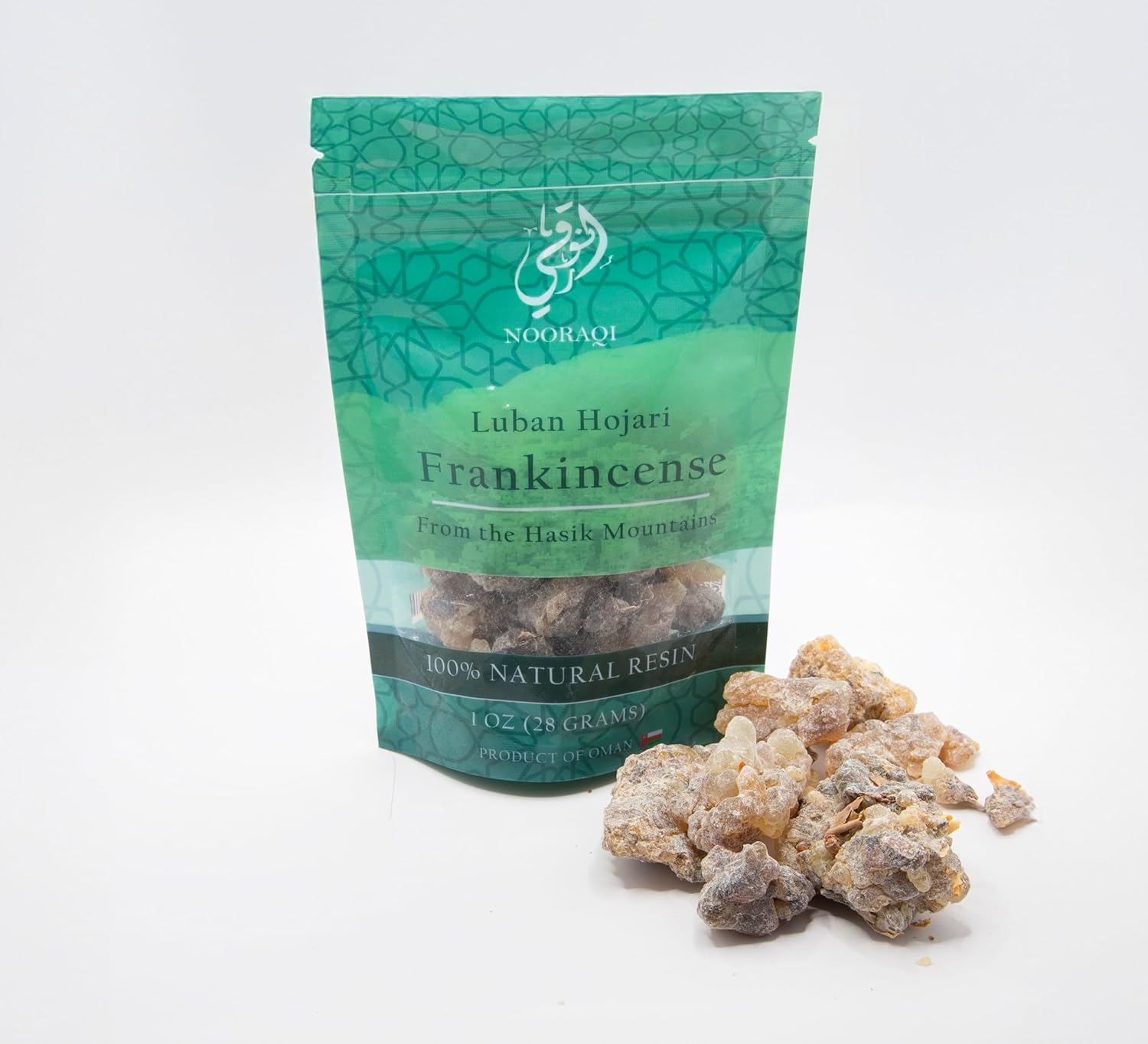 Al-Hojari Frankincense by Nooraqi | Omani Boswellia Sacra Golden Resin Rocks (28g / 1 Oz) – Ideal for Burning, Aromatherapy, Spiritual Use in Churches & Mosques, anti-aging agent (with oils).