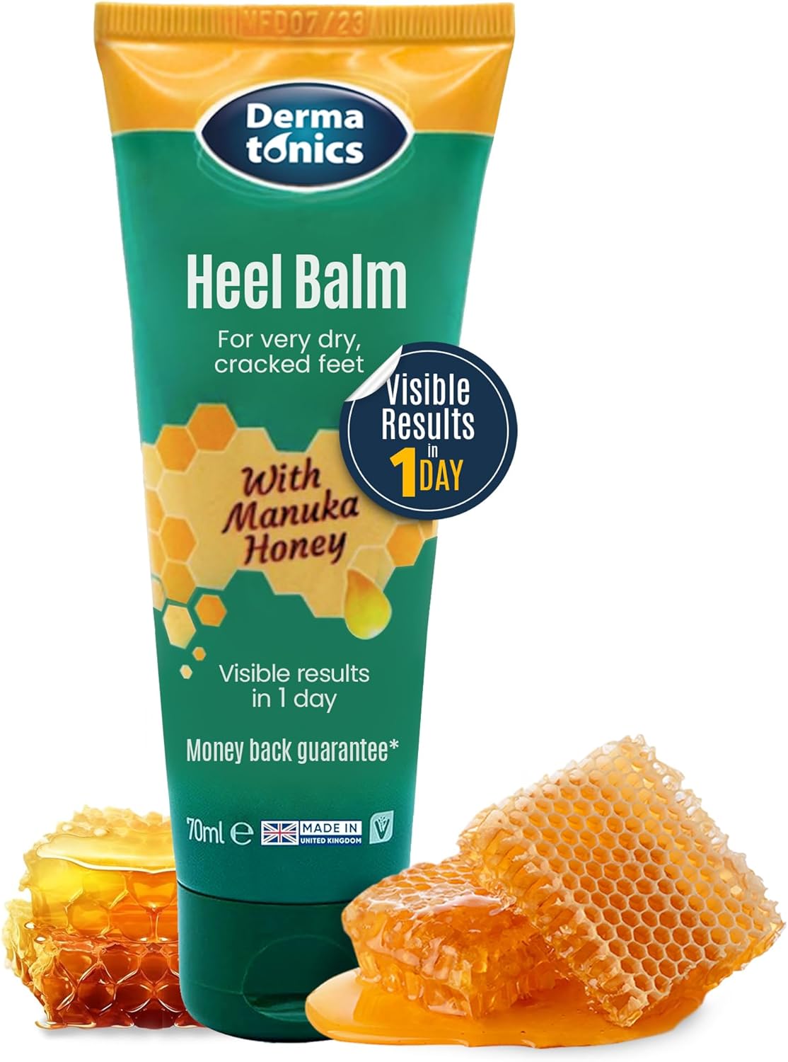 Dermatonics Fast-Acting Manuka Honey Heel Balm | Nourishing Formula for Rough and Cracked Heels | Hydrates and Softens Dry Feet | Suitable for Diabetics| 70 ml