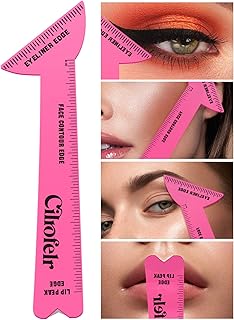 Cilrofelr 4 in1 Eyeliner Stencils for Hooded Eyes, Reusable Eyeliner Stencils Tool for Beginners, Multi-Purpose Makeup Tool for Winged Eyeliner, Defined Eyebrow, Face Contour and Lip Line - Pink
