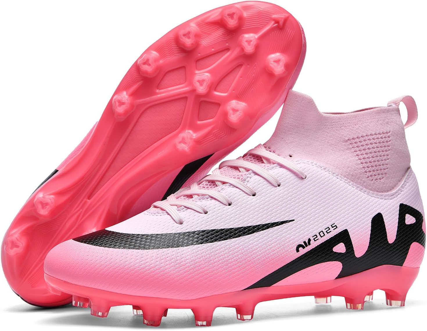 Mens High-Top Soccer Cleats Womens Turf Football Shoes Boys Girls Lightweight Youth Professional Indoor Outdoor AG Black Purple Pink SFDHYLSFED