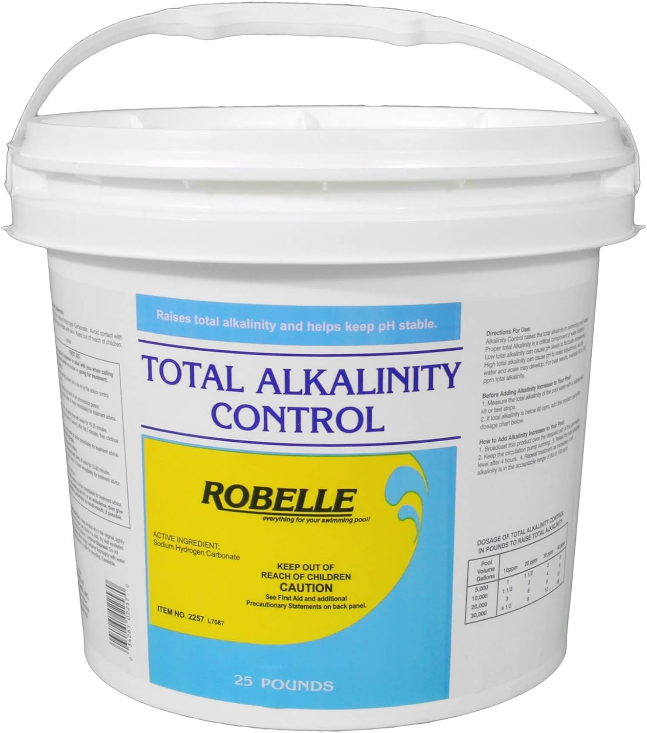 Robelle 25-Pounds Premium Alkalinity Up for Pools, Alkalinity Increaser for Swimming Pools, 100% Sodium Bicarbonate, Made in USA