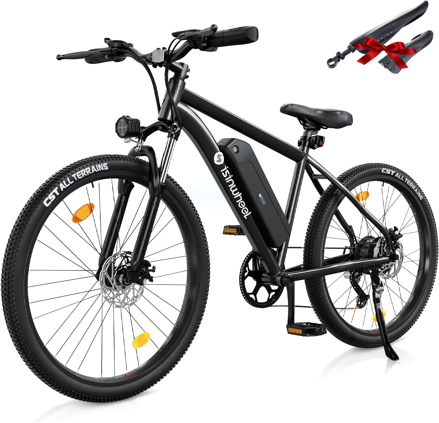 isinwheel M10 Electric Bike Adult 500W, 26" Commuting Electric Mountain Bike 20MPH Max Range 55+ Miles, Removable Battery, Professional 35-Speed, Front Fork Suspension Lightweight Electric Bicycle