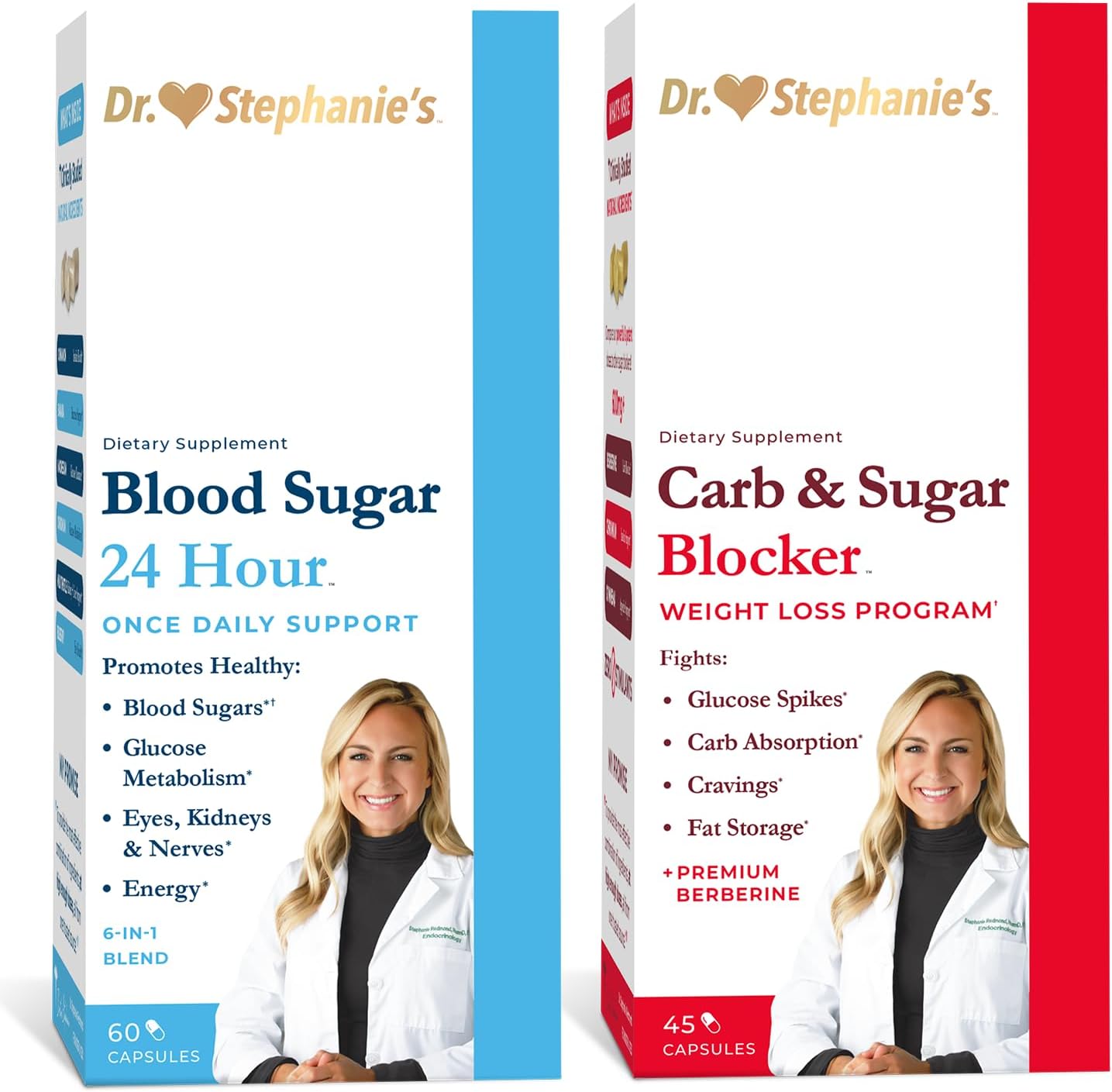 Dr. Stephanie's Bundle Pack - 24 Hour Support + Carb & Sugar Blocker - Daily Supplement